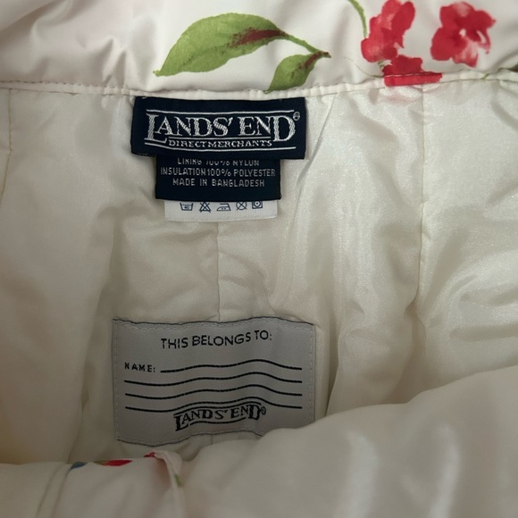 Lands' End White Jacket with Red Floral Accents snow pants - Picture 3 of 4
